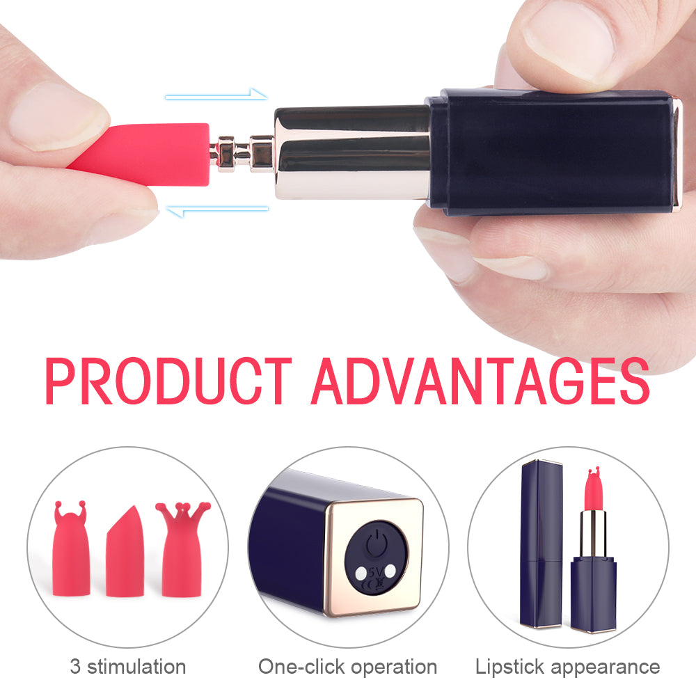 EmberIntimacy's Stiletto - The 3-in-1 Interchangeable Head Lipstick Vibrator