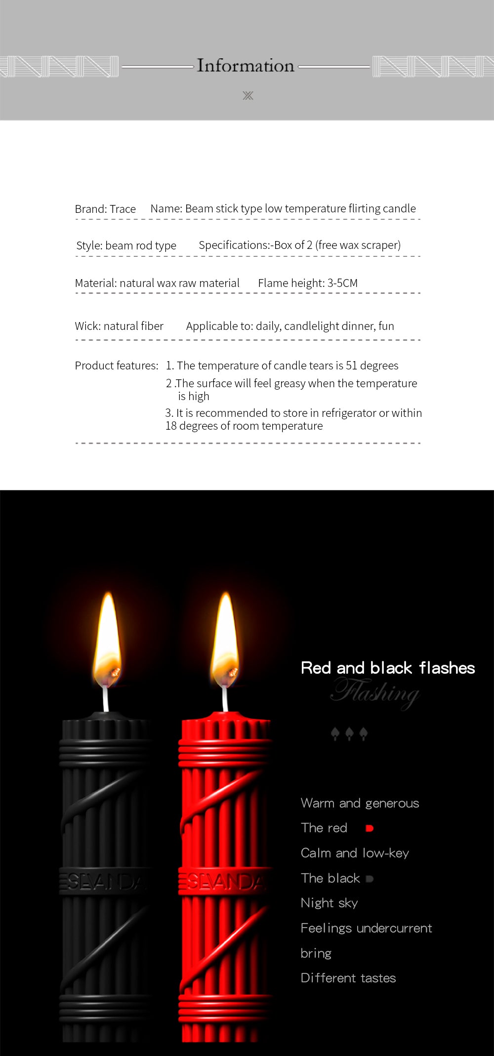 SEVANDA "Scepter of the Fasces" Low-Temperature Play Candle Set
