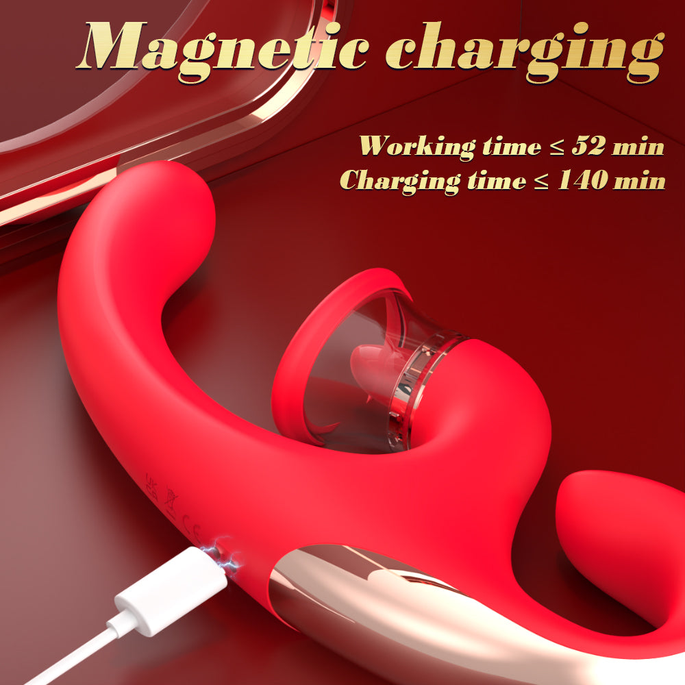 EmberIntimacy's Hydra - 3-in-1 Licking, Sucking & Bendable G-Spot Vibrator