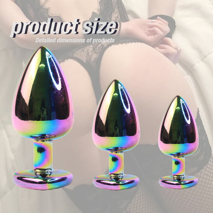 EmberIntimacy's Aurora - The Iridescent Jeweled Metal Anal Plug Trio