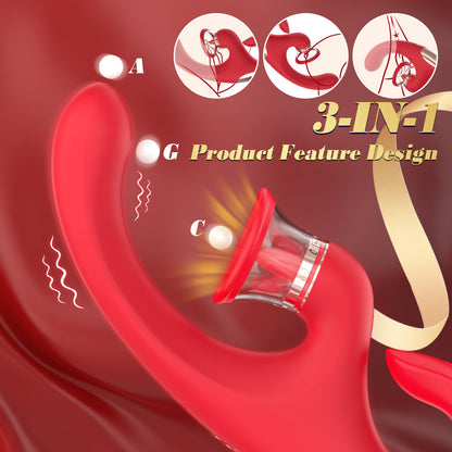 EmberIntimacy's Hydra - 3-in-1 Licking, Sucking & Bendable G-Spot Vibrator