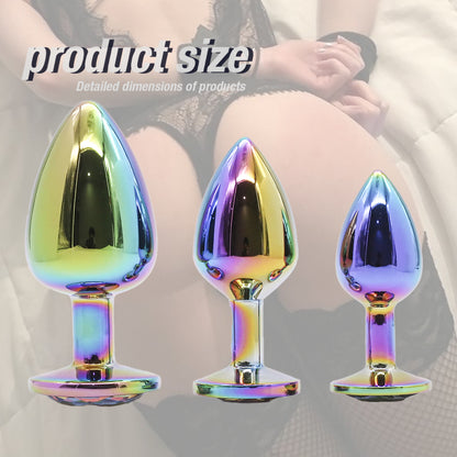 EmberIntimacy's Aurora - The Iridescent Jeweled Metal Anal Plug Trio